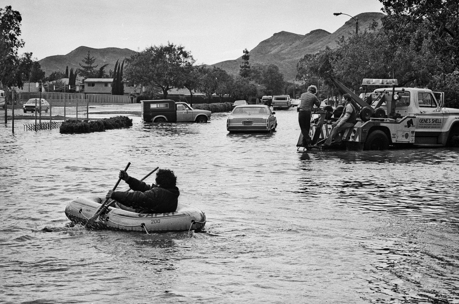 Credit: News Chronicle Collection, Thousand Oaks Library - 03-02-1983 Flooding on Michael Drive, 1983.